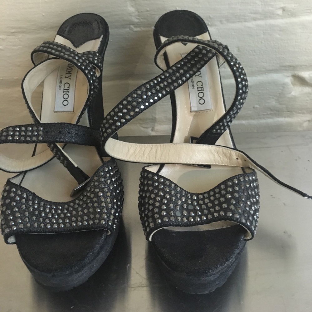 Crystal wedge sandals